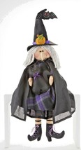 Witch Doll w Black Cat , Purple Plaid Delton Halloween 25&quot;  New - £27.40 GBP