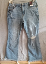 No Boundaries Womens Denim Jeans Size 15 Distressed Flare Bell Bottom Med Wash - £13.14 GBP