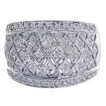 0.90 Carat Round Cut Pave Setting Diamond Quilted Ring 18K White Gold - £1,420.13 GBP