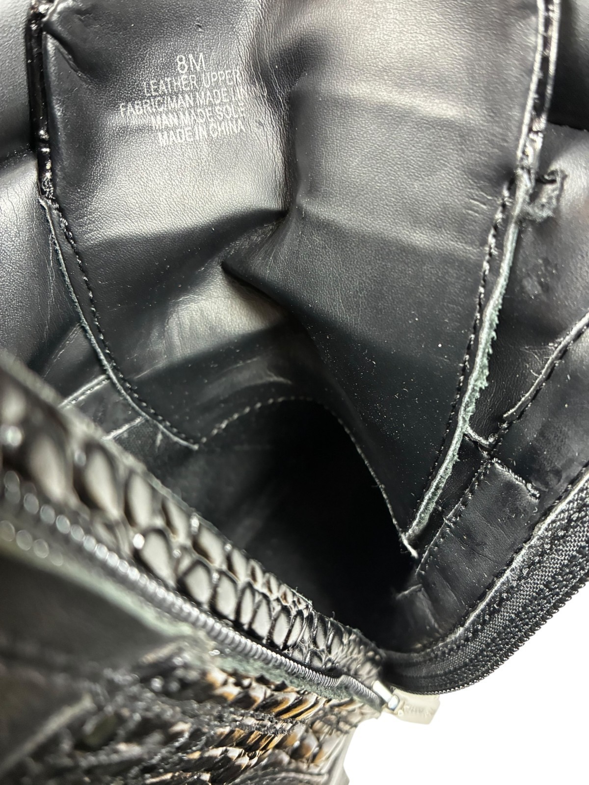 Gianni Bini women's Croc Embossed Black Leather Zip Lace-up Combat Boots size 8M Item image 13