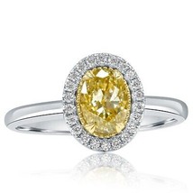 1.13Ct Oval Natural Fancy Yellow Diamond Engagement Ring 14k Gold - £2,233.88 GBP