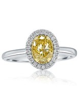 1.13Ct Oval Natural Fancy Yellow Diamond Engagement Ring 14k Gold - £2,171.63 GBP