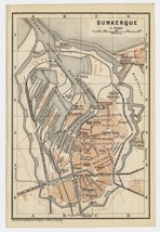 1909 Antique City Map Of Dunkerque / Dunkirk / France - $25.27