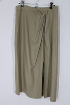 Vince 8 Sepia Beige Italian Wool Blend Flannel Front-Twist Knot Slit Midi Skirt - £51.62 GBP