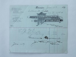 1889 Antique Jos Chapman Decorations Receipt Phila Pa Elbert W Lapp Barber Ward - £27.15 GBP