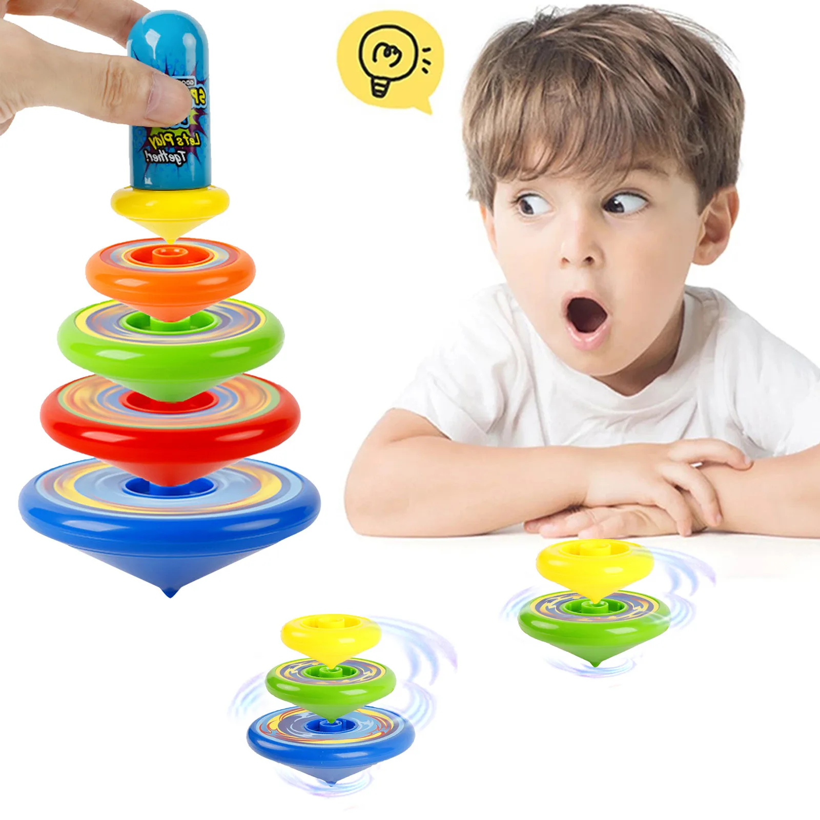 Spinning Top Children&#39;s Hand Turning Luminous Stacking Superimposing Top Color - £11.85 GBP
