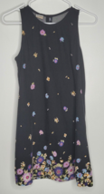 Vintage Judy Knapp Dress Size Medium Black Floral Sheath Sleeveless Rayon Cotton - £13.41 GBP