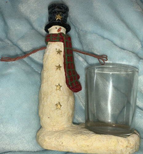 YANKEE CANDLE Snowman Jingle Bells Votive Tea Light Holder. 2012 NO BELLS THOUGH - $11.99