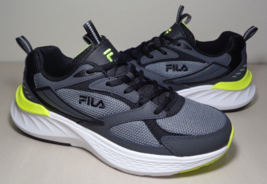 Fila Size 9.5 M EVERSE Grey / Black Leather Mesh Sneakers New Men&#39;s Shoes - $117.81