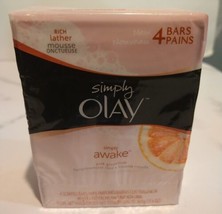Simply Olay SIMPLY AWAKE Bar Soap 1Pack= 4 Bars Discontinued Pink Grapefruit  - £15.92 GBP