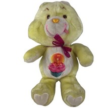 Vintage 1983 Kenner Care Bear Birthday 13&quot; Plush Yellow Stuffed Animal Cupcake - £14.47 GBP