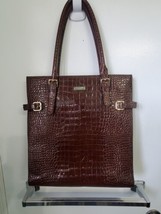 KATE SPADE TOTE Knightsbridge Croc Embossed Patent Leather Rich Brown Rare - $225.00