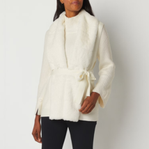 NWT Liz Claiborne Women Large Faux Fur Acrylic Sweater Vest  crema - £43.65 GBP
