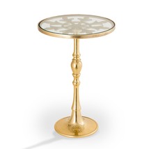 SPI Home Faux de Lys Polished Brass Finish Cast Aluminum Glass Top End Table - £226.62 GBP