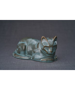 Cat Cremation Urn for Ashes - Oily Green Melange | Ceramic | Handmade - £206.04 GBP+