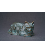 Cat Cremation Urn for Ashes - Oily Green Melange | Ceramic | Handmade - $260.00+