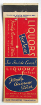 Family Beverage Stores Liquors - Joplin, Missouri 20 Strike Matchbook Cover MO - £1.59 GBP