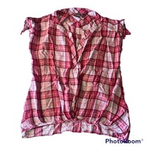 Soho New York &amp; Co Women&#39;s Small Pink White Sleeveless Plaid Shirt - £7.25 GBP