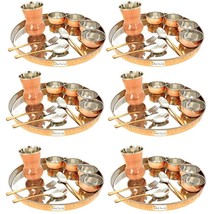 set dinnerware tableware copper and steel hammered 54 Pieces Service for 6 - $520.25