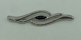 Vintage Monet Brooch Pin Silvertone Twisted Bar Smooth Abstract - £7.56 GBP
