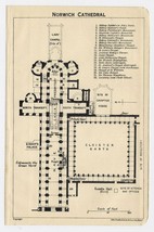 1924 Original Vintage Plan Of Norwich Cathedral / England - £19.64 GBP