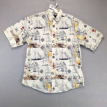 Vtg Faded Glory Nautical Sailing Ships Shirt Men&#39;s M Button Down Cotton ... - $25.00