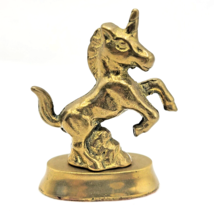 MCM Solid Brass Unicorn Mini Figurine Statue Desk Paperweight Fantasy Ta... - $9.95