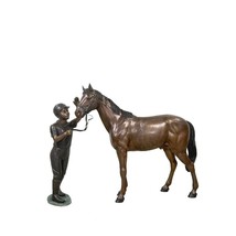 Bronze Girl Jockey and Pony Sculpture Set - £5,834.49 GBP