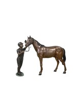 Bronze Girl Jockey and Pony Sculpture Set - $5,600.00