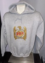 Slayer Embroidered Hoodie Mens Sz L Grey - £59.81 GBP