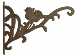 Decorative Tulip Flowers Plant Hanger Cast Iron Hanging Basket Hook 12.75&quot; N - £15.21 GBP