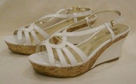 Charles by Charles David Platform Wedge Sandals Size-9.5 White Leather - £23.57 GBP