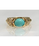 Vintage 14K Yellow Gold Turquoise Diamond Ring - $2,250.00