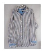 Vintage Psyche Men&#39;s Colorful Striped Casual Dress Shirt Size XXL - £18.34 GBP