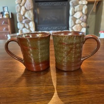 Pfaltzgraff Copper Leaf Coffee Mugs 14 oz CopperLeaf Set of 2 Red Brown Tan - $19.39