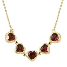 Mujer 14K Chapado en Oro 3.1 CT Corazón Granate Collar Talla 45.7cm Enero Piedra - $62.87