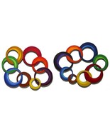 Contemporary Modern Circle Cluster Wall Sculpture Hangings. 2pc Wood Wal... - €167,26 EUR