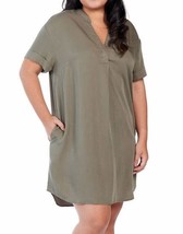 Hilary Radley Women&#39;s Plus Size 3X Olive Tencel Short Sleeve Dress NWT - £13.36 GBP