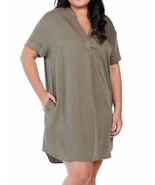 Hilary Radley Women&#39;s Plus Size 3X Olive Tencel Short Sleeve Dress NWT - £13.43 GBP