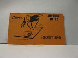 1985 Monopoly Board Game Piece: Advance To Go Chance Card - $0.75