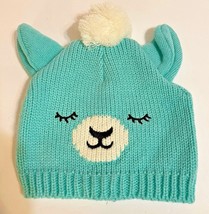 Winter Hat Knit Bear Pom Childs Youth Toddler Winter Blue and White - £6.01 GBP