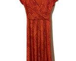 LL bean xxs Petite Orange Red Fit Flare Faux Wrap Knit Jersey cap sleeve... - $14.72