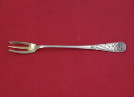 Acid Etched by Whiting Sterling Silver Cocktail Fork w/ leaves & flowers  6" - £125.82 GBP