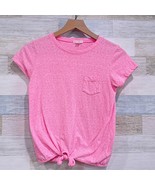 Crewcuts Tie Front Pocket Tee Pink Short Sleeve Slub Cotton J Crew Girls... - $9.89