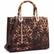 Exquisite Large Animal Print Leather Gold Tassel Satchel by Fiore - Only... - £63.85 GBP