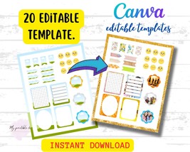 20 sheet Sticker Frame CANVA Editable. Custom Sticker Sheets Template Pr... - £3.92 GBP