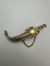 Vintage Damascene Sword Knife Brooch 7.1cm - £30.70 GBP