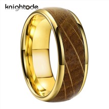 Whisky Oak Wood Inlay 8mm 4 Colors Tungsten Carbide Wedding Bands for Me... - £24.26 GBP