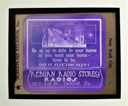 Antique Magic Lantern Slide Oxford Pa Reburn Radio Electricity Street Scene Ad - £53.67 GBP