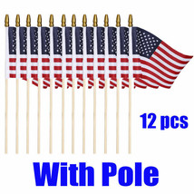 American U.S.A. Flags 4&quot;x6&quot; Set of 12 on wood stick Patriotic AMERICAN O... - $20.88